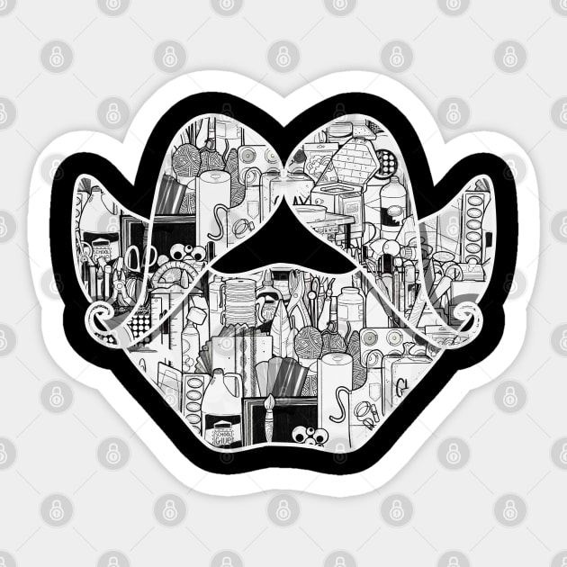 Art Supplies Doodle Mustache and Beard Sticker by The Craft ACE